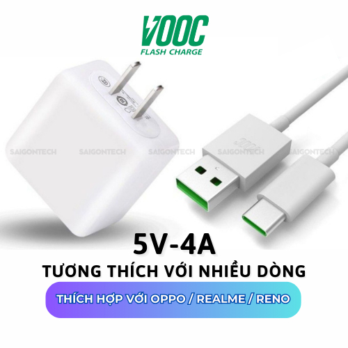Combo Bộ Cục Củ Sạc Và Dây Cáp Sạc VOOC Oppo 20W Micro Usb/Type C Dây dài 1 mét dùng cho oppo samsung xiaomi vivo