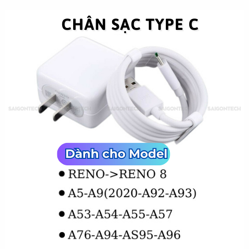 Combo Bộ Cục Củ Sạc Và Dây Cáp Sạc VOOC Oppo 20W Micro Usb/Type C Dây dài 1 mét dùng cho oppo samsung xiaomi vivo