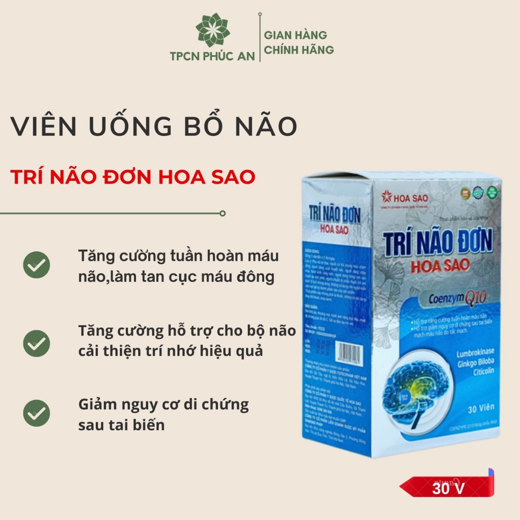 Viên Uống Bổ Não Cải Thiện Trí Nhớ Tăng Tuần Hoàn Máu Não Trí Não Đơn Hoa Sao Uy Tín Chính Hãng