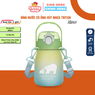 Bình uống nước có ống hút cho bé bằng nhựa tritan ku.ku duckbill ku5621 - 600ml
