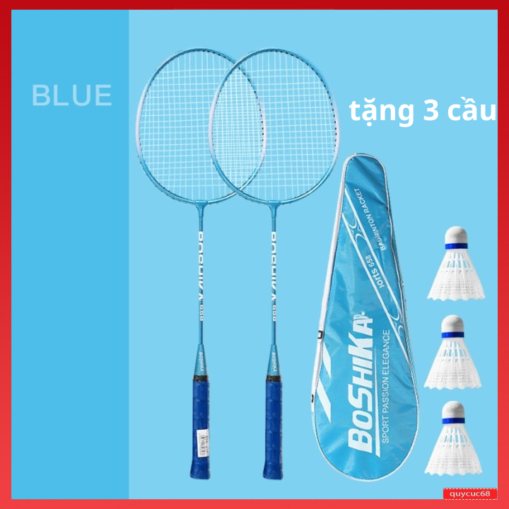 Bộ 2 cây vợt cầu lông Boshika ,tặng 3 quả cầu nhựa và bao đựng,Hàng Chính Hãng Chất Lượng Cao.