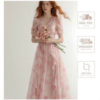 Đầm Thiết Kế In Hoa Bèo Ngắn Tay – VH116