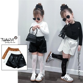 Quần Short Da Bé Gái Sành Điệu Cực Sang Tulalove, Quần Sooc Bé Gái Vải Da