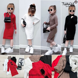 VÁY CAO CỔ VẢI THUN TĂM LÔNG BÉ GÁI Ấm Áp Mùa Đông, Dáng Ôm Body Giữ Nhiệt Mùa Đông Cho Bé Tulalove