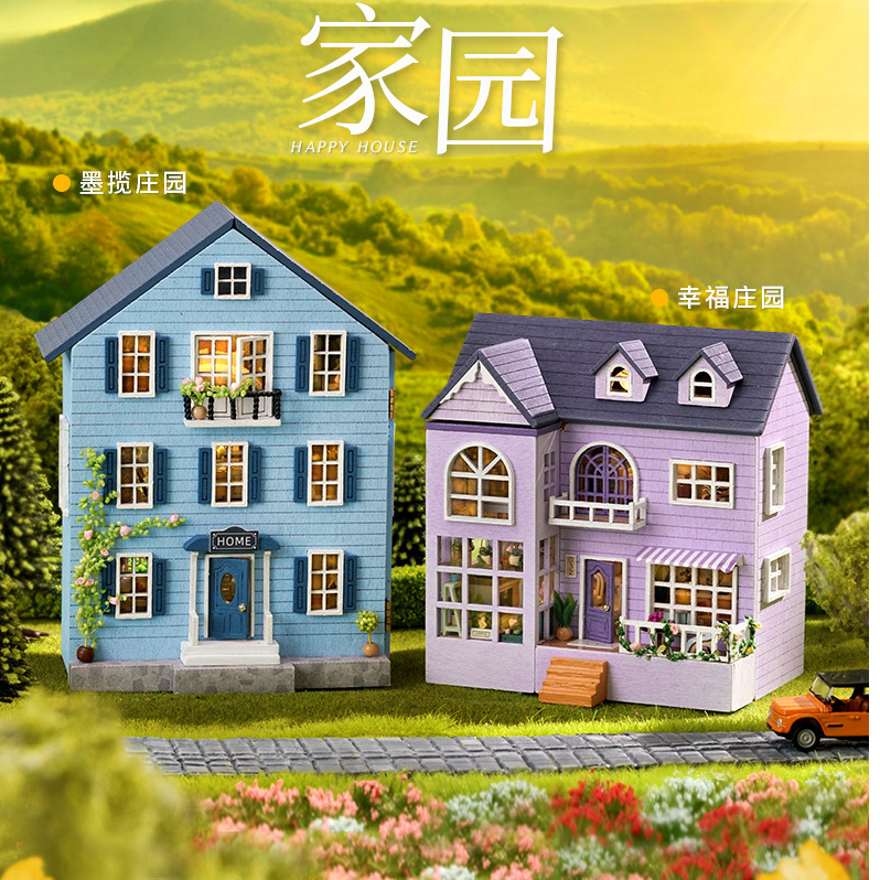 Mô hình nhà búp bê tự làm DIY, nhà gỗ Molan Manor