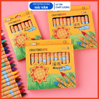 Bút Sáp Màu 8,12,24 Màu Cho Bé Tô Vẽ Không Độc Hại Không Bẩn Tay