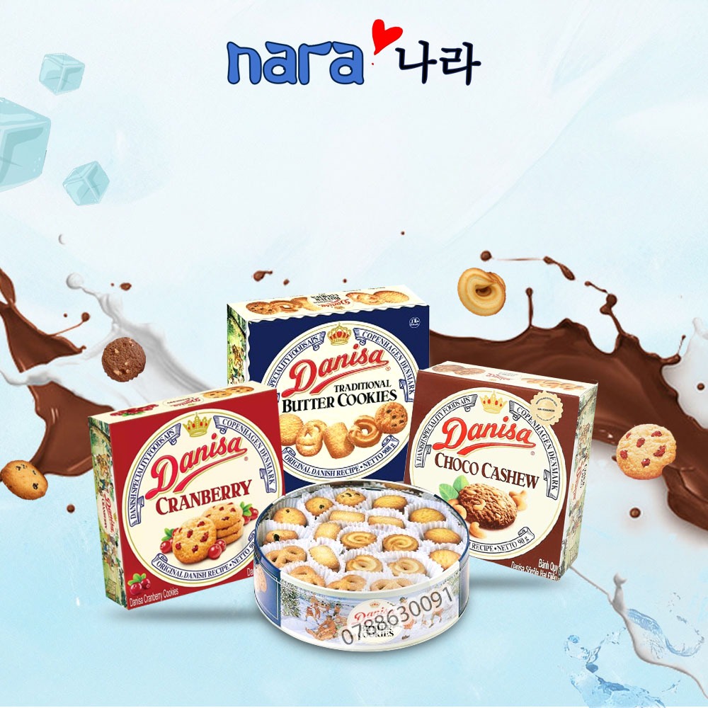 Bánh Quy Danisa Mini hộp giấy 90G Nam Việt Quất/Socola Hạt Điều
