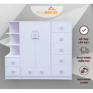 Tủ Nhựa Đài Loan Trẻ Em - Tủ nhựa Tay Gấu Cao 1m24 dài 1m37 sâu 40cm. MIRA HOUSE miễn phí lắp đặt
