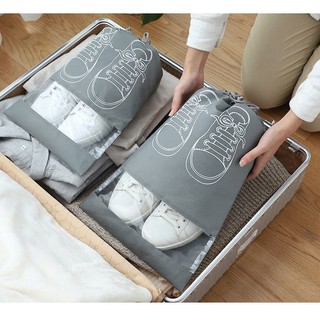 Túi đựng giày dây rút chống bẩn , Túi đựng bảo quản giày dép chống bụi có lớp nhựa trong suốt tiện lợi
