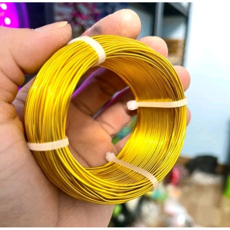 Cuộn 5 mét dây nhôm màu vàng làm Handmade, Bonsai 1mm