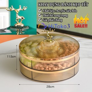 Khay mứt tết, khay đựng bánh kẹo mứt tết cao cấp acrylic 2 tầng, hộp đựng bánh kẹo, hộp mứt tết 2024