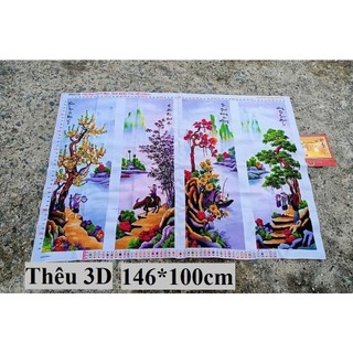 Tranh thêu chữ thập thanh lý tứ quý thành phẩm MN0135 LV3072
