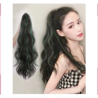 Tóc giả ngoạm xù light xanh lá