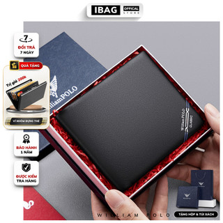 Ví da nam William Polo Cao Cấp,Da bò nhập khẩu,Bóp da nam dáng đứng đựng tiền và thẻ mini nhỏ gọn- 𝑰𝑩𝑨𝑮