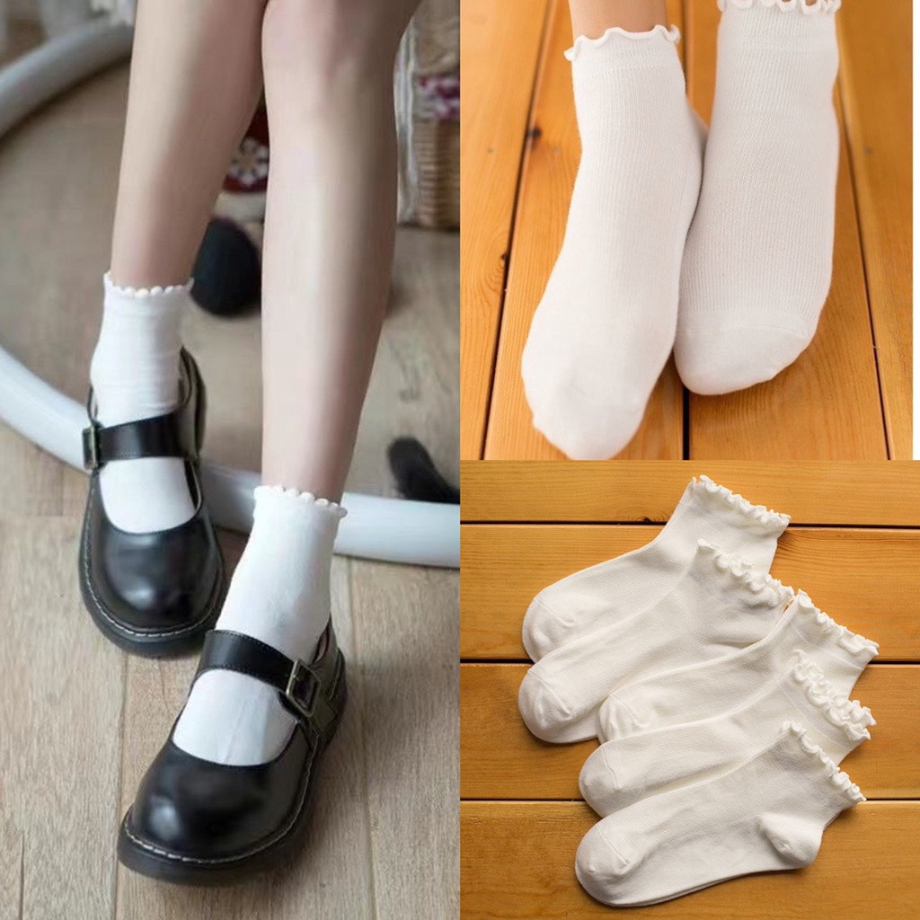 Tất trơn cổ nhỡ nhún xoăn style hàn quốc cực xinh amiastore