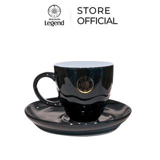 Bộ tách đĩa gốm espresso đen trung nguyên legend - 90 ml