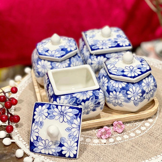 Hũ mứt tết men len hoa lửng - vuông/lục giác
