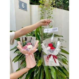 Bó 3 bông hồng sáp thơm + túi,thiệp
