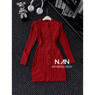 Váy len body vặn thừng khuy bọc QC