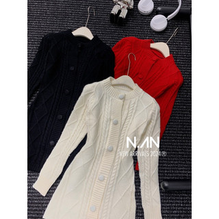 Váy len body vặn thừng khuy bọc QC
