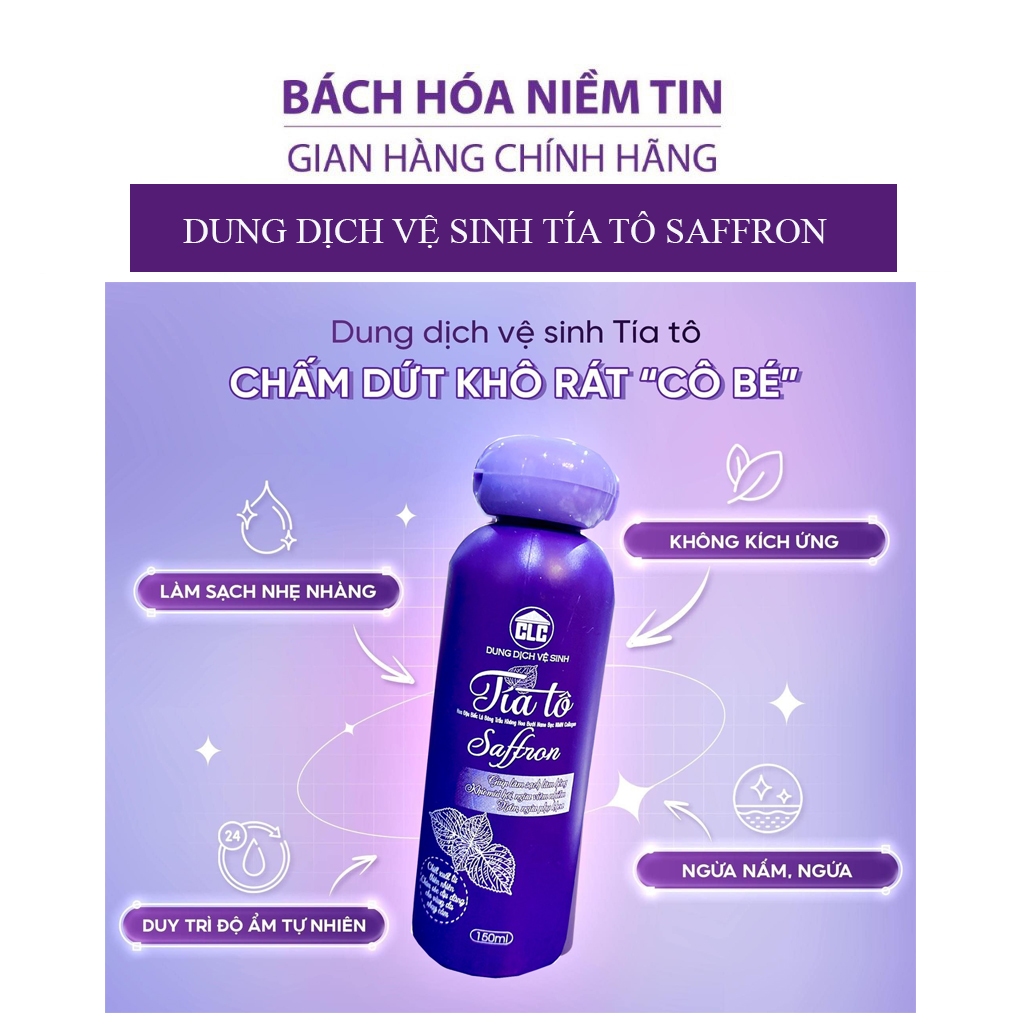 Dung Dịch Vệ Sinh Tía Tô Saffron 150ml Hết Khí Hư Nấm Ngứa Mùi Hôi Vùng Kín