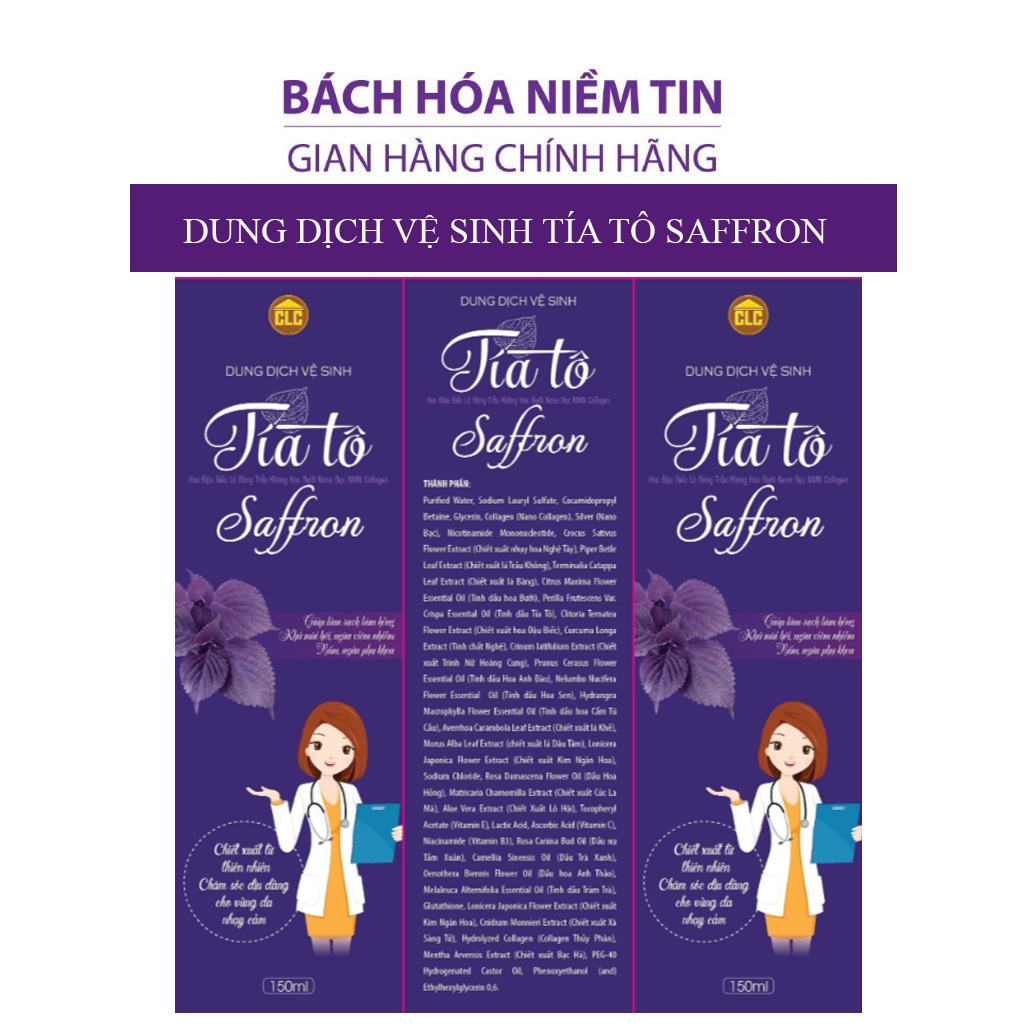 Dung Dịch Vệ Sinh Tía Tô Saffron 150ml Hết Khí Hư Nấm Ngứa Mùi Hôi Vùng Kín