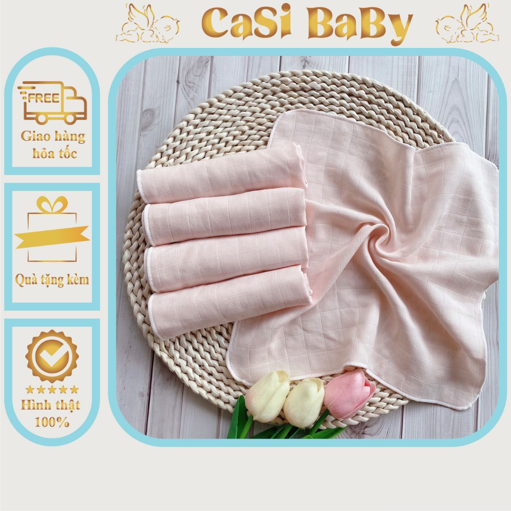 Set 5 khăn sữa sợi tre Organic Cao Cấp Mềm Mịn Cho Bé CaSi BaBy
