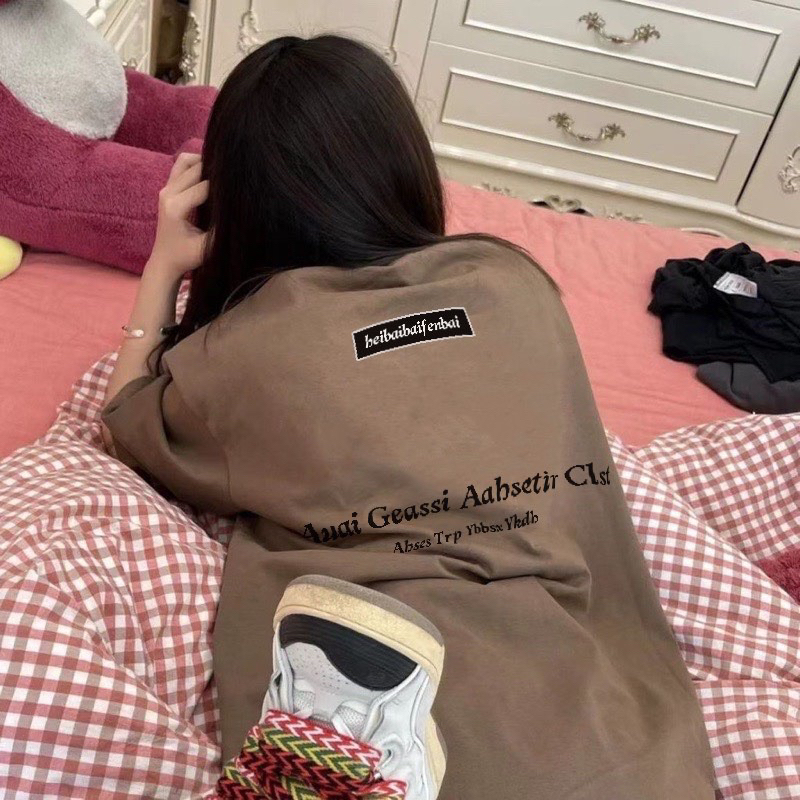Áo thun phông logo tay nam nữ PINK tay lỡ form rộng GEASSI Unisex