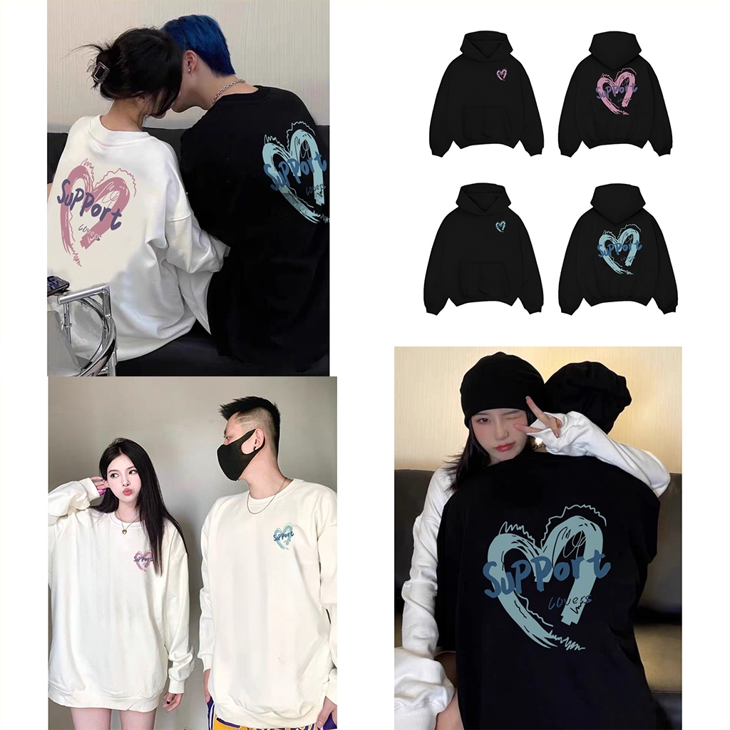 Áo nỉ đôi Hoodie/ Sweater Trái Tim Support Chất Nỉ Bông Cao Cấp