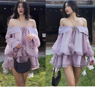 Đầm trễ Vai Bánh Bèo MELLYSTORE Váy Bánh Bèo Chất Liệu Tơ Nến Cao Cấp Đẹp Quyến Rũ ,Sang Trọng M88 VEROMODA