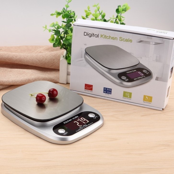 Cân tiểu ly điện tử nhà bếp mini định lượng 1g - 10kg làm bánh độ chính xác cao kèm 2 viên pin AAA