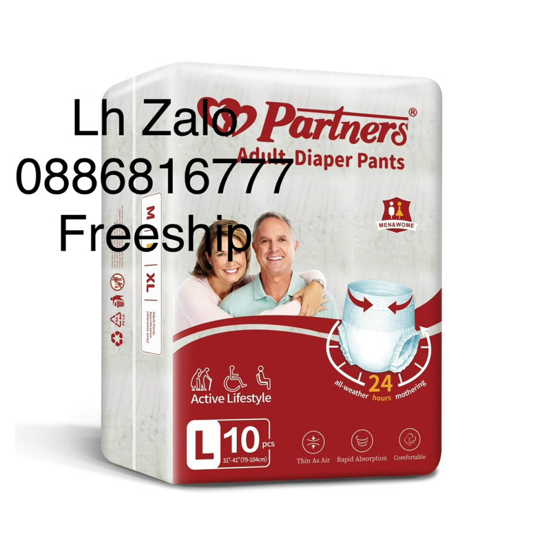 freeship 50 bỉm quần ngưòi già, người lớn Partners mẫu mới size M L Xl