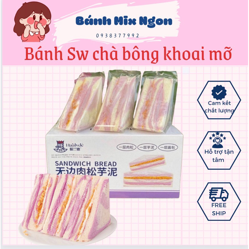 Bánh Sanwich Khoai mỡ kẹp sốt salat hộp 6 bánh siêu mềm ngon