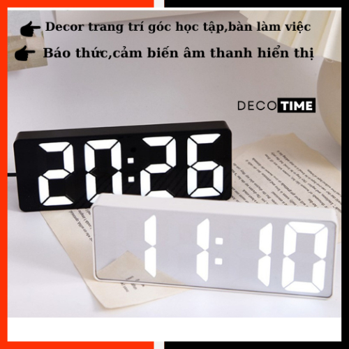 Đồng hồ để bàn báo thức LED decor cute nhiều màu, Đồng hồ led để bàn điện tử mini thông minh chuông to DECOTIME