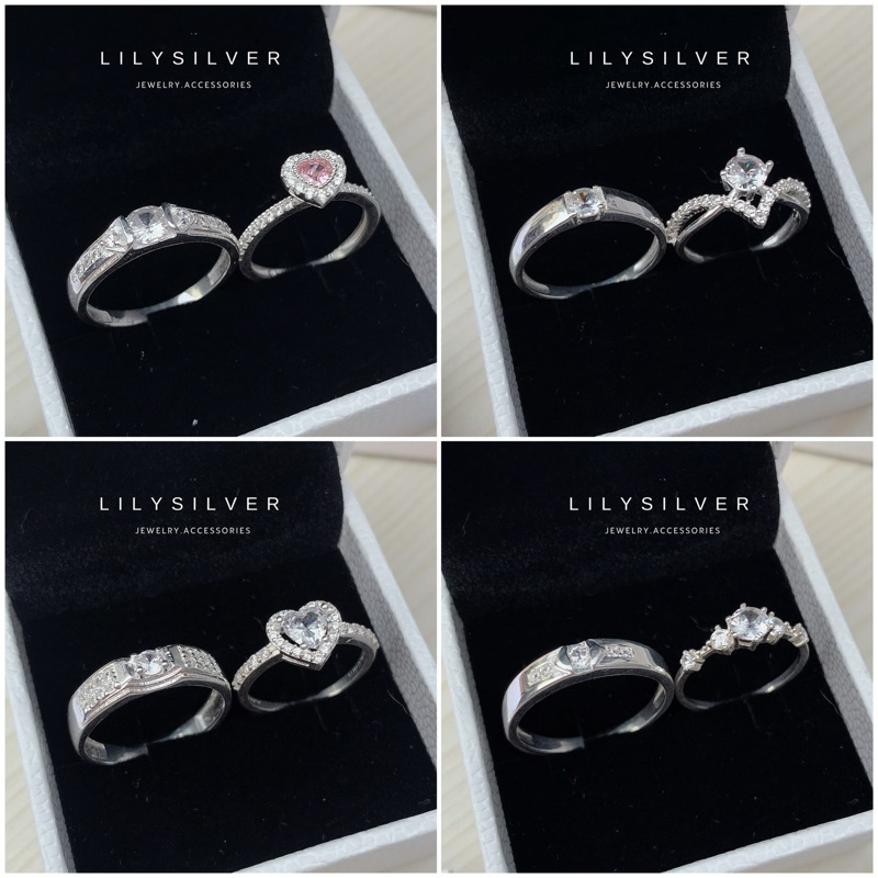 Nhẫn bạc đôi nam nữ chất liệu bạc ta - Lily Silver