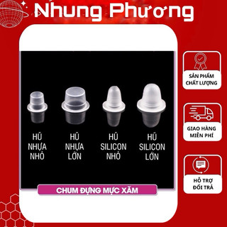 Chum silicon và hũ nhựa đựng mực phun xăm