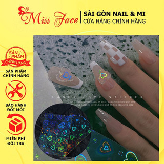 Sticker Galaxy trái tim 7 màu - Hình dán decal Galaxy tim 7 màu lấp lánh - Phụ kiện đính móng - Design giá rẻ