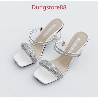 Giày cao gót dungstore88 đính đá kim sa gót trong cao 7 phân cực xinh