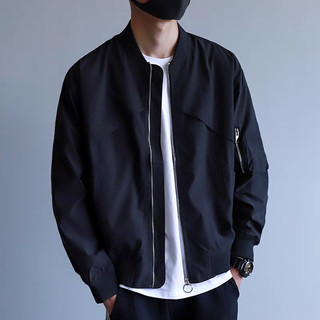 Áo khoác bomber trơn chất liệu dù cán hai lớp năm nữ phối tà trên ngực đơn giản lịch sự .