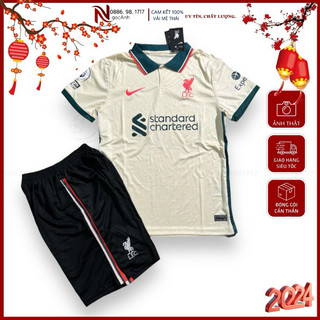 Bộ quần áo Bóng đá CLB Liverpool màu trắng kem hàng cao cấp isiêu đẹp kèm video thật