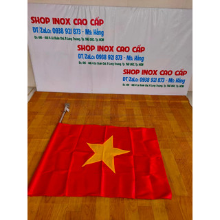 Combo bộ treo cờ tổ quốc + lá cờ tổ quốc loại tốt - chân cắm cờ và cây treo cờ toàn bộ inox cao cấp dài 1 m – mã: