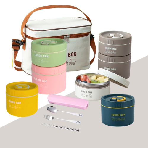 Hộp cơm giữ nhiệt Lunch Box Inox 304, quay lò vi sóng, chống tràn hiệu quả