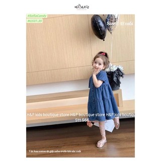 Váy jean bé gái 8-25kg, đầm jean cổ sơ mi cho bé gái vải jean mềm siêu đẹp