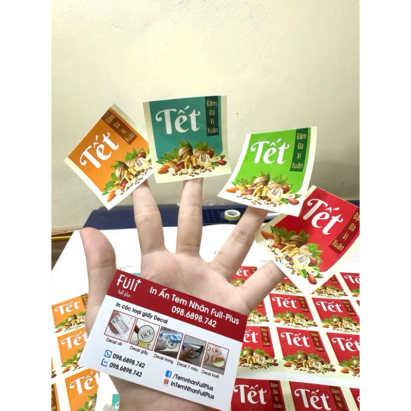 Tem dán TẾT, Tem dán hạt dinh dưỡng TẾT kích thước 6x6cm