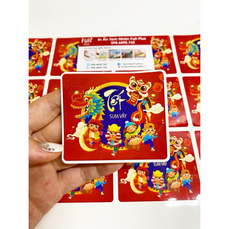 Tem dán tết mẫu mới HOT, Tem dán CHÚC MỪNG NĂM MỚI