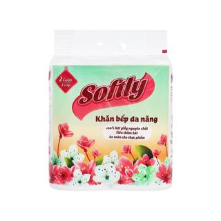2 cuộn khăn giấy lau bếp Softly 2 lớp