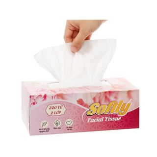 Hộp khăn giấy ăn rút lụa Softly 2 lớp 220 tờ