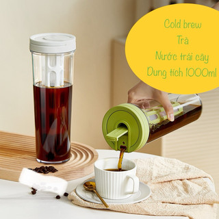 (Sẵn hàng- ship hoả tốc)  Bình pha cafe cold brew, bình ủ trà, cafe dung tích 1L