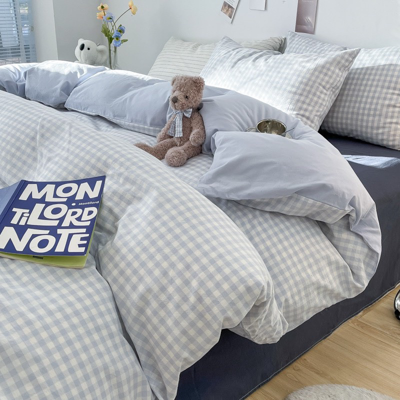 Chăn ga gối Hàn Quốc Tici kẻ sang trọng, cao cấp phong cách Hàn Quốc đủ size đủ màu (không kèm ruột)