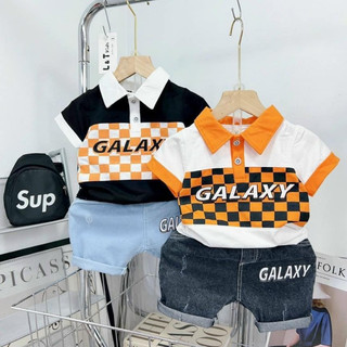 Set bé trai, Set bộ áo thun cổ trụ Galaxy + quần jean ngố co giãn cho bé trai SB135